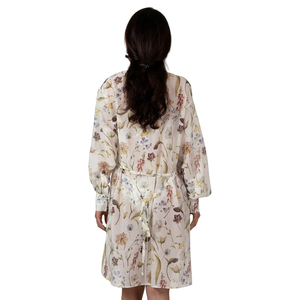 JARDIN Long Silk Shirt with multicoloured floral print, luxury resort wear crafted from silk and cotton blend, elegant beach cover-up and designer summer shirt by BILEYA COUTURE.