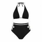BILEYA COUTURE ALAIA BLACK designer high-end handmade two-piece bikini, luxury boutique swimwear, front view