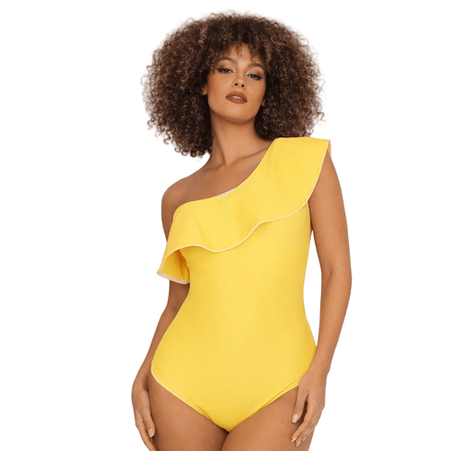 ALENA YELLOW One - Shoulder Swimsuit - BILEYA COUTURE