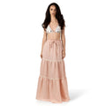 ALURE PEACH Linen Long Skirt by BILEYA COUTURE – luxury peach linen skirt with tiered silhouette and boutique elegance