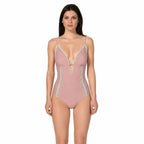 BILEYA COUTURE AMAYA COUTURE PINK luxury one-piece swimsuit with handwoven details and elegant halterneck