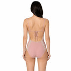 BILEYA COUTURE AMAYA COUTURE PINK premium one-piece swimsuit showcasing an elegant back design and fit