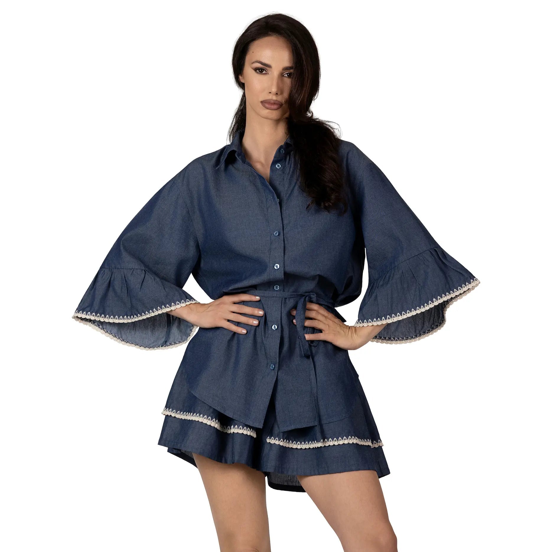 AMELIE DENIM BOUTIQUE SKORT - BILEYA COUTURE