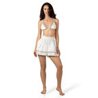 AMELIE WHITE Boutique Skort by BILEYA COUTURE – luxury white cotton skort with ruffles, feminine designer summer fashion