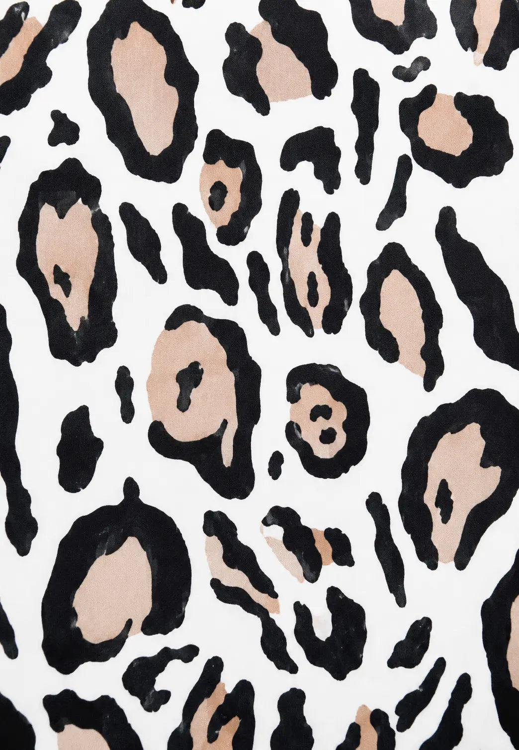 BILEYA COUTURE high-end leopard print detail on premium Italian fabric in white with black and dusty pink accents.