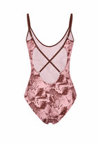 BILEYA COUTURE high-end SIRENA PINK one-piece swimsuit 3D back view with elegant open-back design.