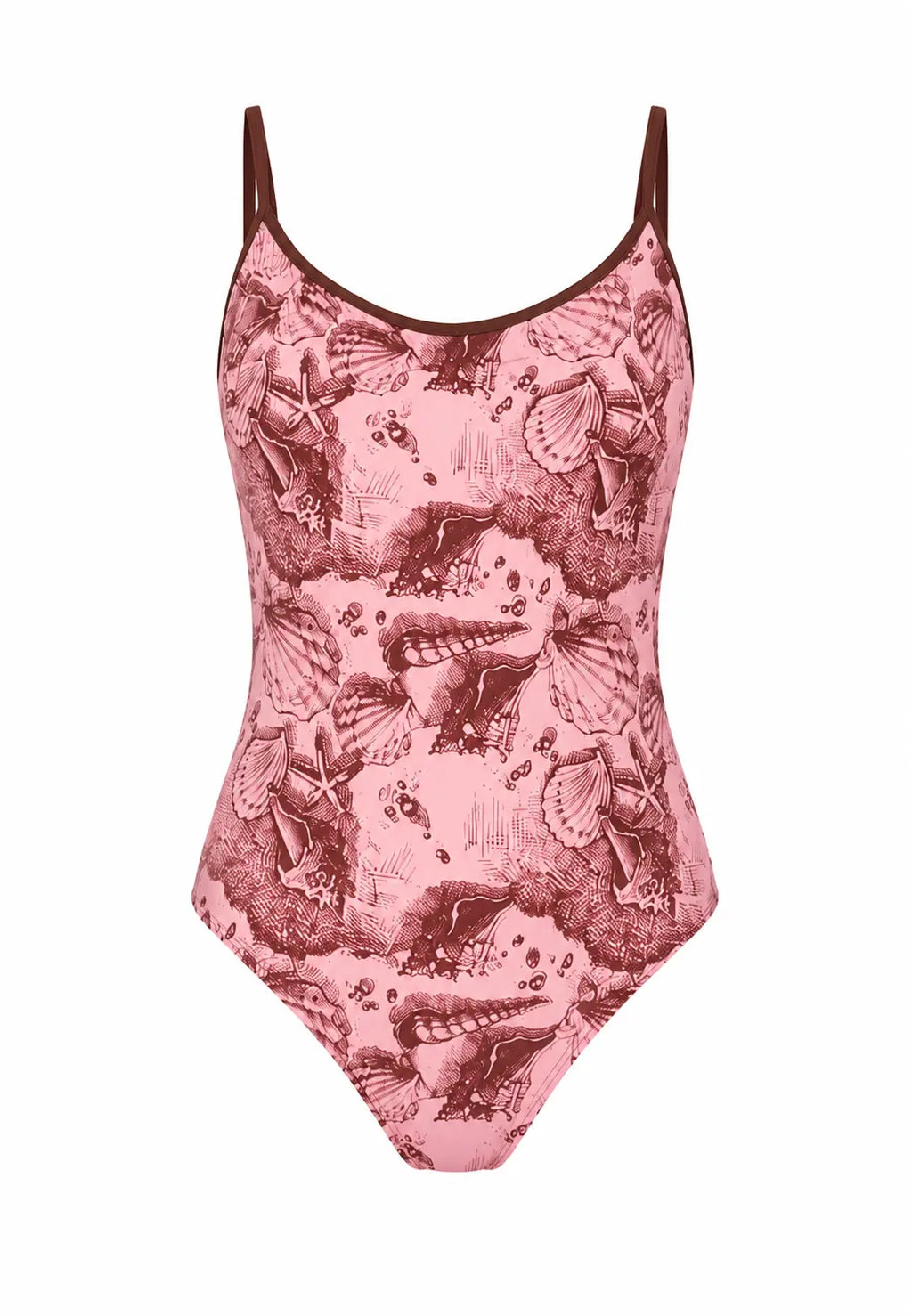 BILEYA COUTURE luxury SIRENA PINK one-piece swimsuit 3D front view in premium Italian designer fabric.