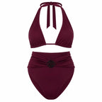 DONNA BURGUNDY luxury bikini by BILEYA COUTURE – elegant burgundy two-piece with high-waist design and premium style