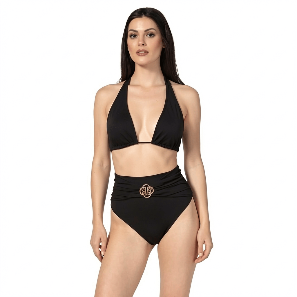 DONNA BLACK Two-Piece by BILEYA COUTURE – luxury black bikini with high-waist design and elegant resort wear style
