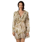 FLEUR DE LUMIÈRE Long Sleeve Top by BILEYA COUTURE – luxury floral silk top with romantic ruffles and elegant boutique style