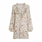 JARDIN Long Resort Top 3D view by BILEYA COUTURE – luxury floral silk cotton resort top with elegant boutique style
