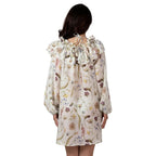 JARDIN Long Resort Top back view by BILEYA COUTURE – floral silk cotton top with flowing silhouette and boutique design