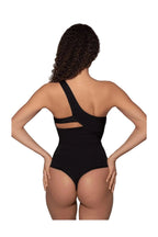 LORA BLACK back view by BILEYA COUTURE – designer black one-piece swimsuit with open back and luxury beachwear style