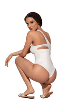 LORA WHITE back view by BILEYA COUTURE – designer white one-piece swimsuit with open back and luxury beachwear