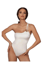 LORA WHITE One-Piece by BILEYA COUTURE – luxury white swimsuit with one-shoulder design and elegant high-end resort wear