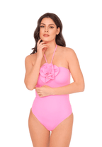 MAGNOLIA PINK One-Piece by BILEYA COUTURE – luxury pink swimsuit with handmade magnolia flower and elegant resort wear