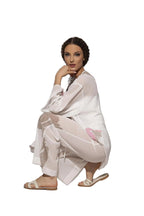 MAGNOLIA Tunic side view by BILEYA COUTURE – designer floral cover-up with luxury beachwear and elegant silhouette