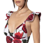 MALENA shoulder detail by BILEYA COUTURE – handcrafted woven strap on a luxury designer one-piece swimsuit