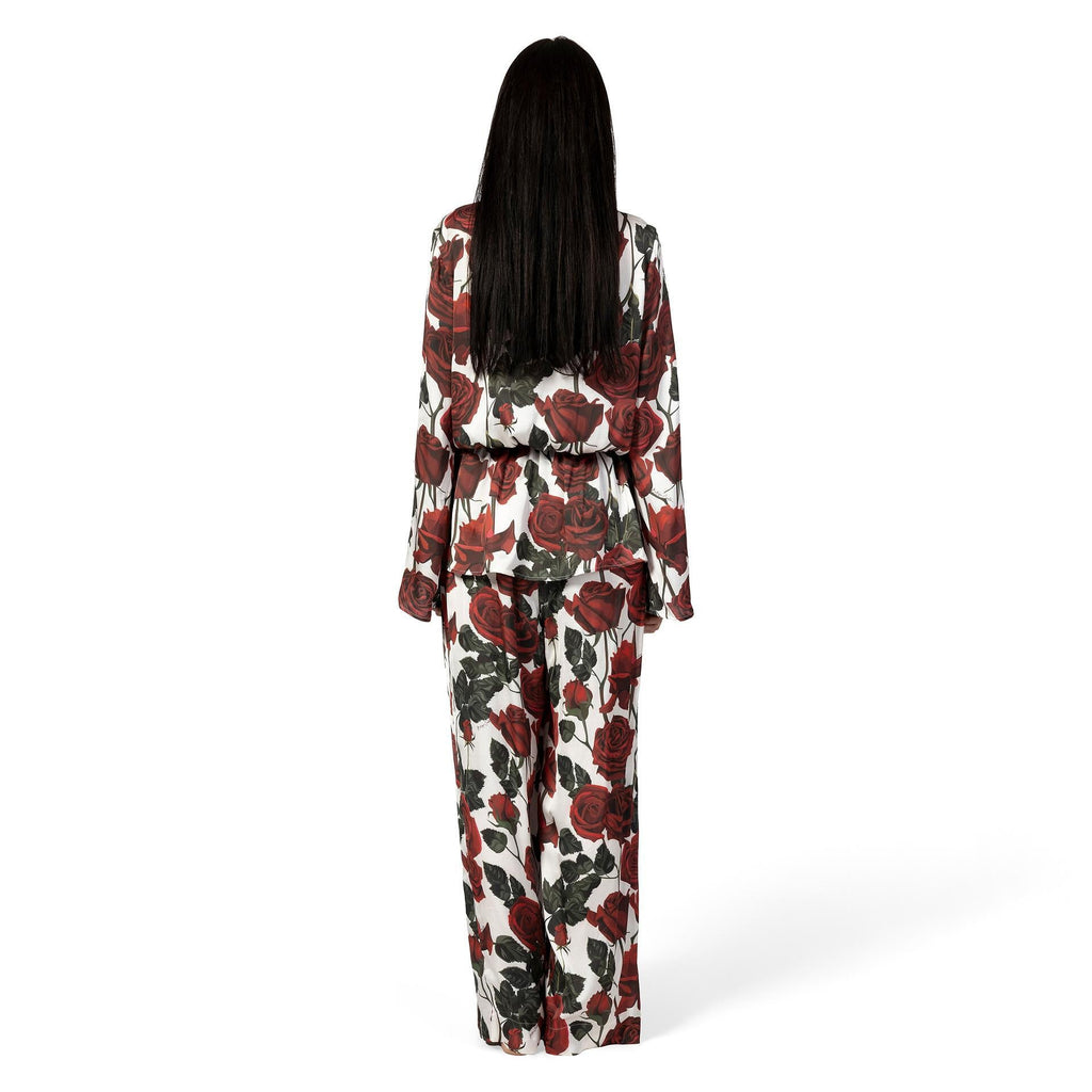 MALENA Shirt back view by BILEYA COUTURE – luxury floral silk shirt with flowing silhouette and boutique elegance