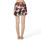 MALENA Shorts back view by BILEYA COUTURE – designer floral silk shorts with luxury beachwear and resort elegance