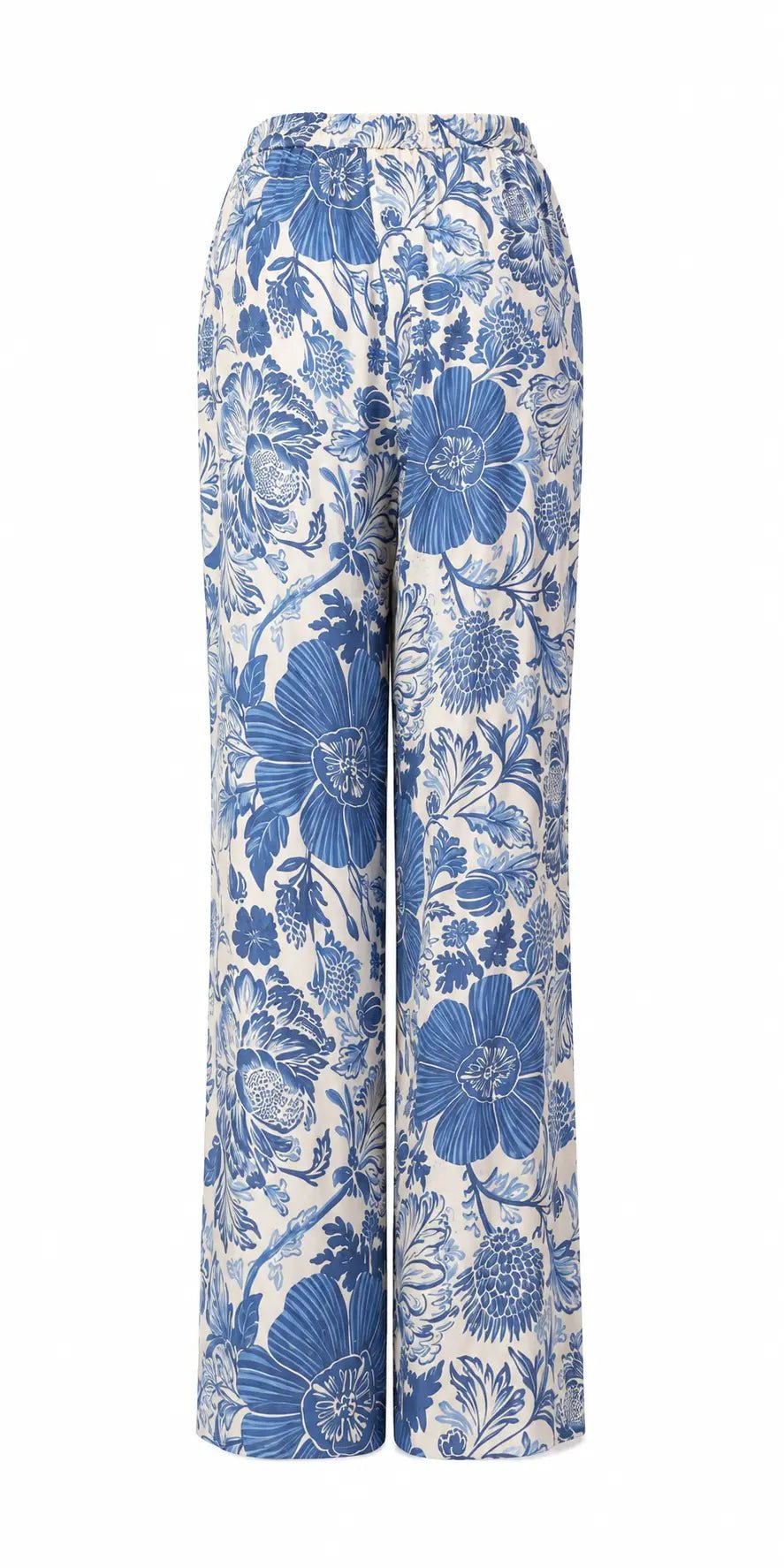 MORGANA BLUE SILK LONG TROUSERS - BILEYA COUTURE