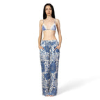 MORGANA Long Trousers by BILEYA COUTURE – luxury floral silk trousers with elegant silhouette and high-end resort wear