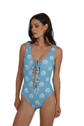 Polka Blue One - Piece swimsuit by BILEYA COUTURE
