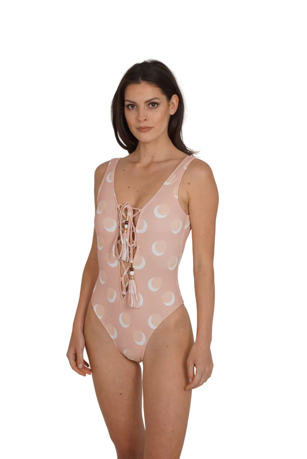 POLKA PINK one  piece swimsuit by BILEYA COUTURE