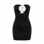 BILEYA COUTURE ROSALI BLACK high-end luxury designer short dress 3D front view