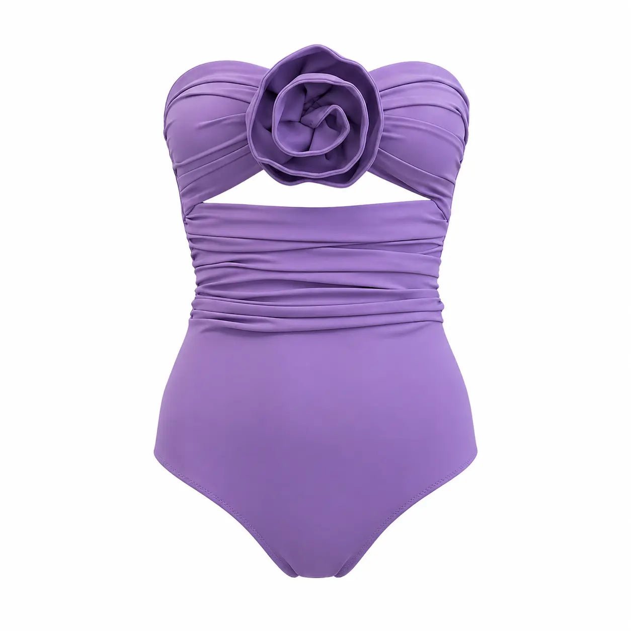 ROZALI purple swimsuit with floral design by BILEYA COUTURE