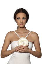 ROSETTA WHITE designer swimsuit by BILEYA COUTURE – boutique white one-piece with handcrafted rose and luxury beachwear