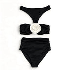 ROZALI BLACK 3D set by BILEYA COUTURE – luxury three-piece bikini set with one top and two bottoms for elegant resort style