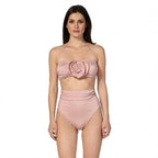 ROZALI PINK Two Pieces by BILEYA COUTURE – luxury pink bikini with handmade rose and elegant high-end resort wear
