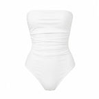 ROZALI WHITE 3D back view by BILEYA COUTURE – designer white swimsuit with refined silhouette and elegant luxury resort wear