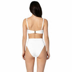 BILEYA COUTURE ROZALI WHITE premium three-piece swimsuit showcasing an elegant back design and fit