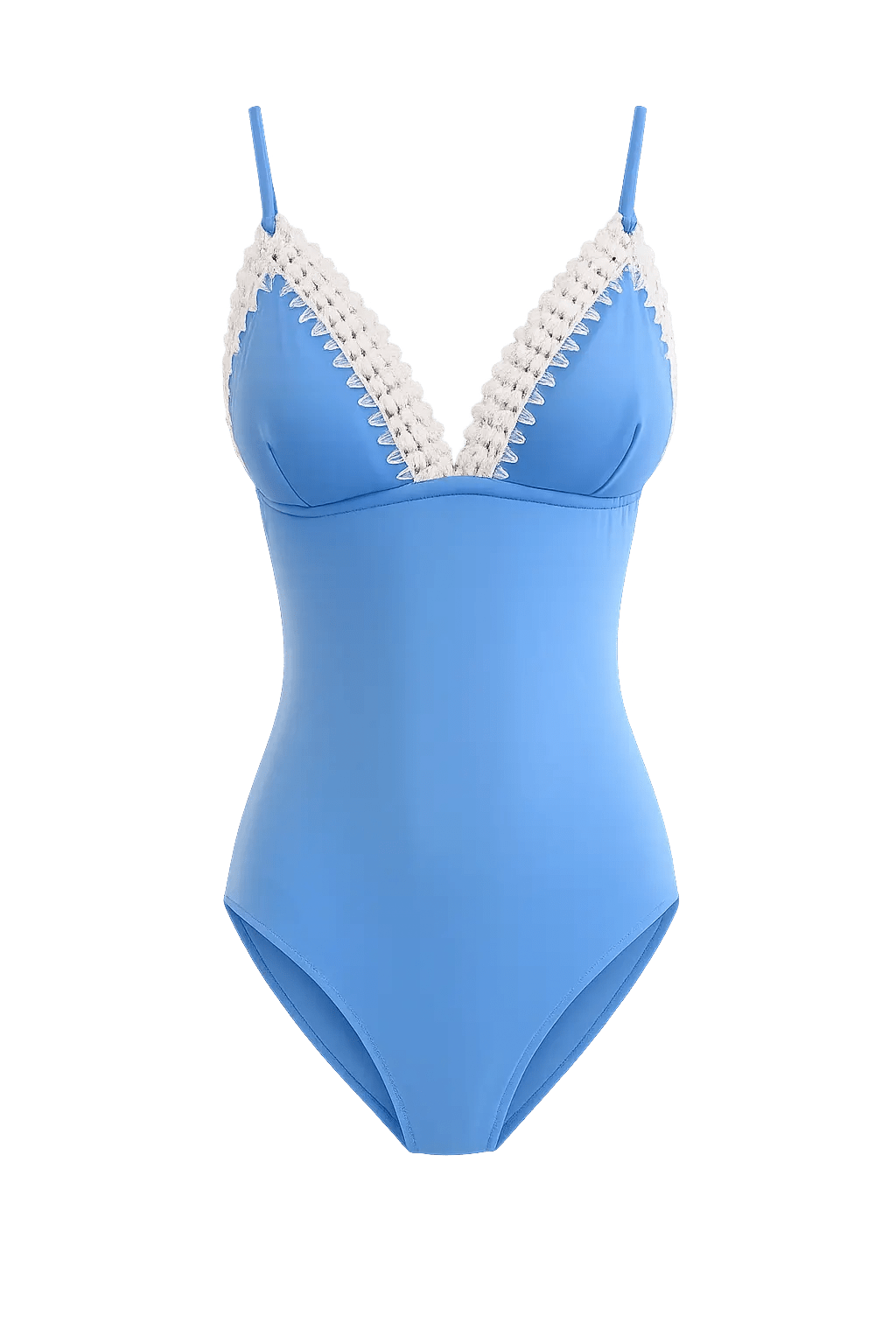 SAMARA blue swimsuit with white lace details by BILEYA COUTURE