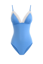 SAMARA Blue luxury swimsuit by BILEYA COUTURE – boutique one-piece with handcrafted embroidery and high-end resort wear
