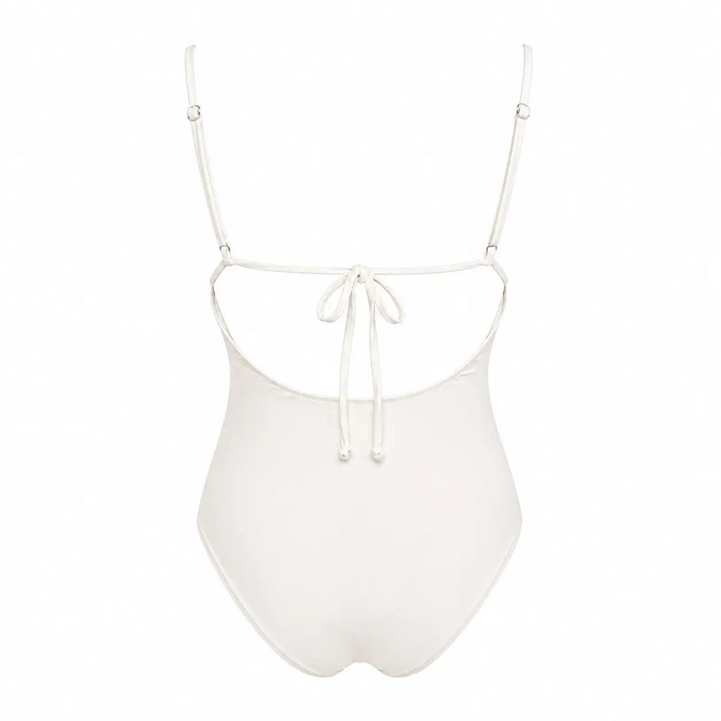 SAMARA white swimsuit with thin straps by BILEYA COUTURE