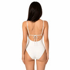 BILEYA COUTURE SAMARA WHITE designer swimwear featuring artisanal embroidery and a flattering feminine fit