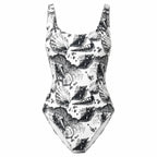 BILEYA COUTURE SIRENA luxury one-piece swimsuit with adjustable neckline ties, 3D front view