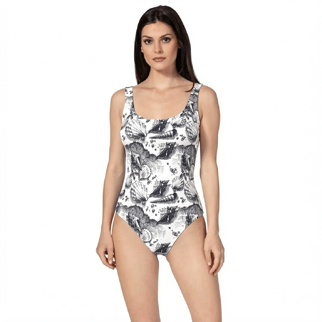 SIRENA black and white patterned one-piece swimsuit by BILEYA COUTURE