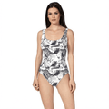SIRENA black and white patterned one-piece swimsuit by BILEYA COUTURE
